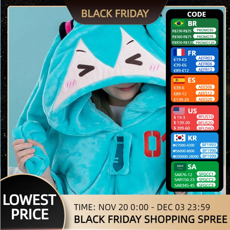 Anime Hatsune Miku Cosplay Blanket Cloak Hoodie Flannel 2in1 Pillow Blanket Vocaloid Costume Soft Warm Shawl Sofa Children Toy