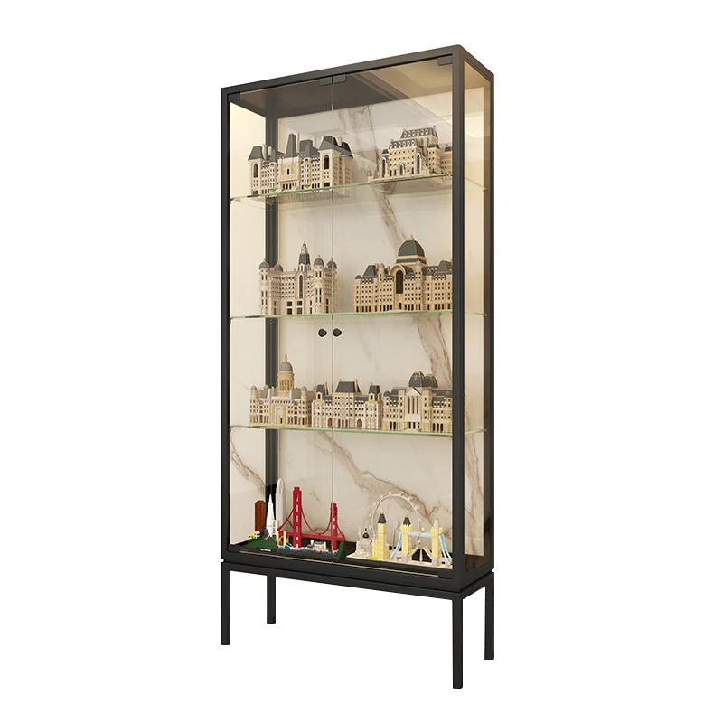 

High-end light luxury boutique wine cabinet with lock display cabinet jewelry porcelain hand ornament with lamp figure luxury