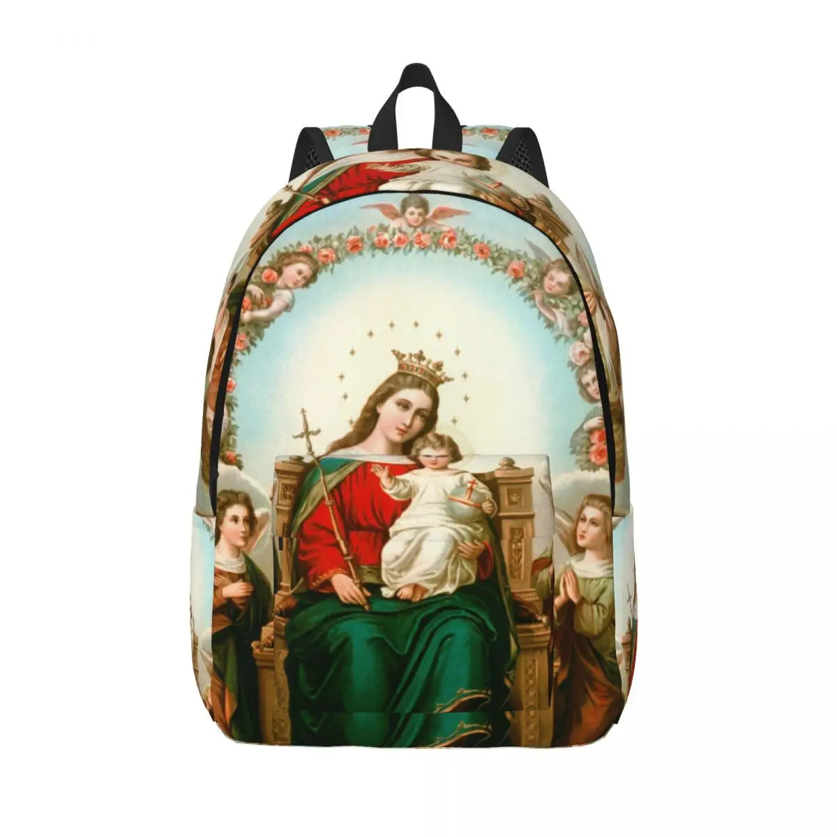 Custom 3D Printing Virgin Mary Canvas Backpacks Catholic Christian College School Travel Bags  Bookbag Fits 15 Inch Laptop