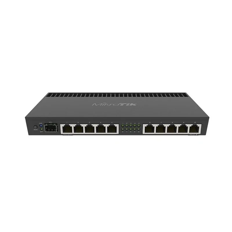 

Mikrotik RB4011iGS+RM Powerful 10xGigabit Port Router with a Quad-Core 1.4Ghz CPU, 1GB RAM, SFP+10Gbps Cage with Rack Ears