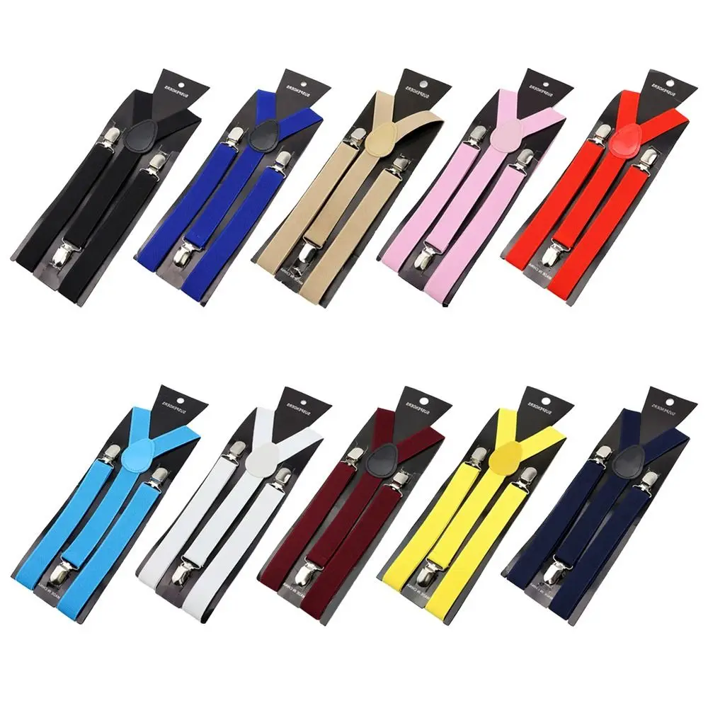 Y Back Style Leather Men Women Suspenders Braces Adjustable Straps Elastic Unisex Suspenders