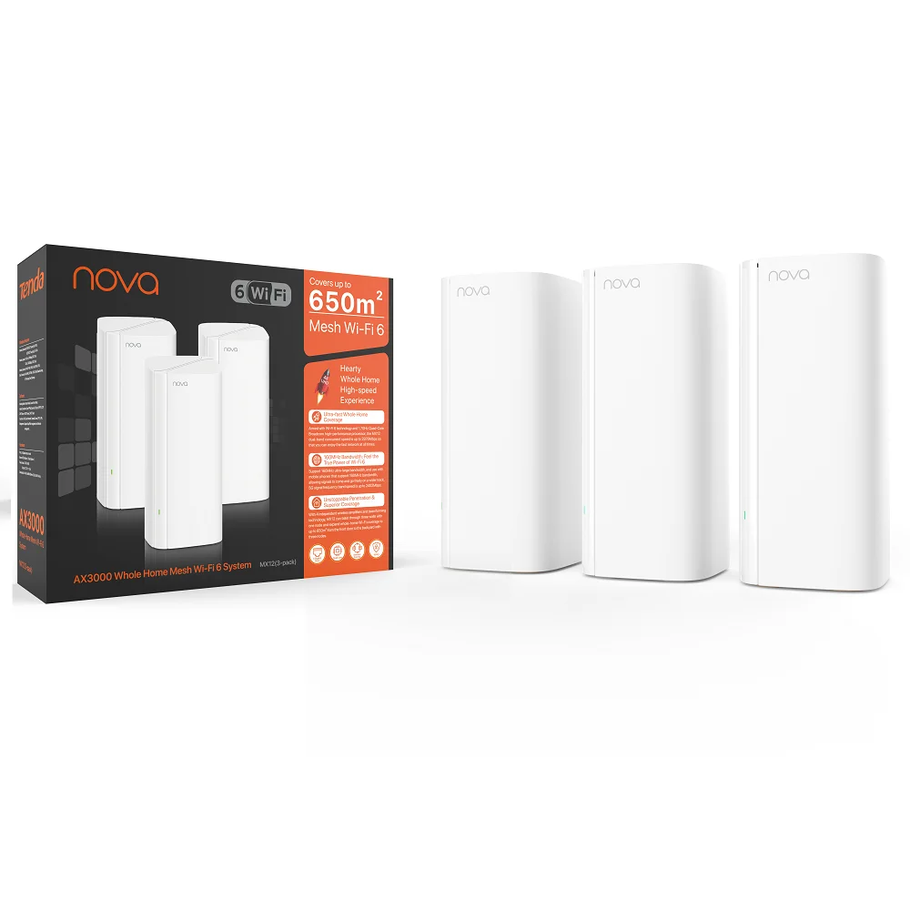 System Mesh WiFi6 Tenda AX3000 EX/MX12, bezprzewodowy router Wi-Fi6 Mesh, pokrycie do 650 m². Rozszerzacz Zasięgu WiFi WIFI 6 Mesh — zdjęcie produktu 7