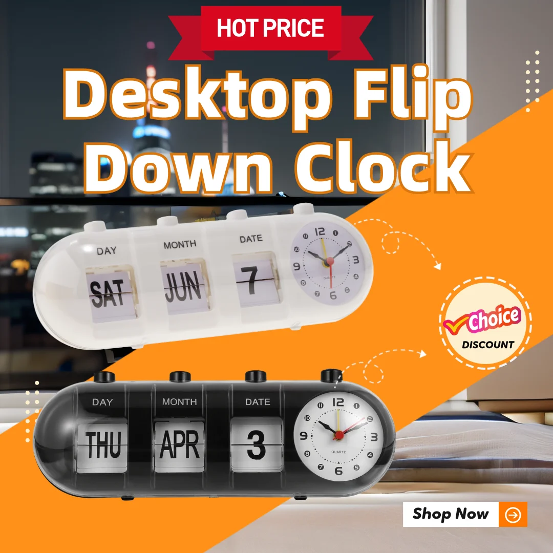 Creative Digital Auto Flip Down Clock Desk Flip Standing Page Clock Retro Vintage Digital Clock  for Home Office Desk Decor