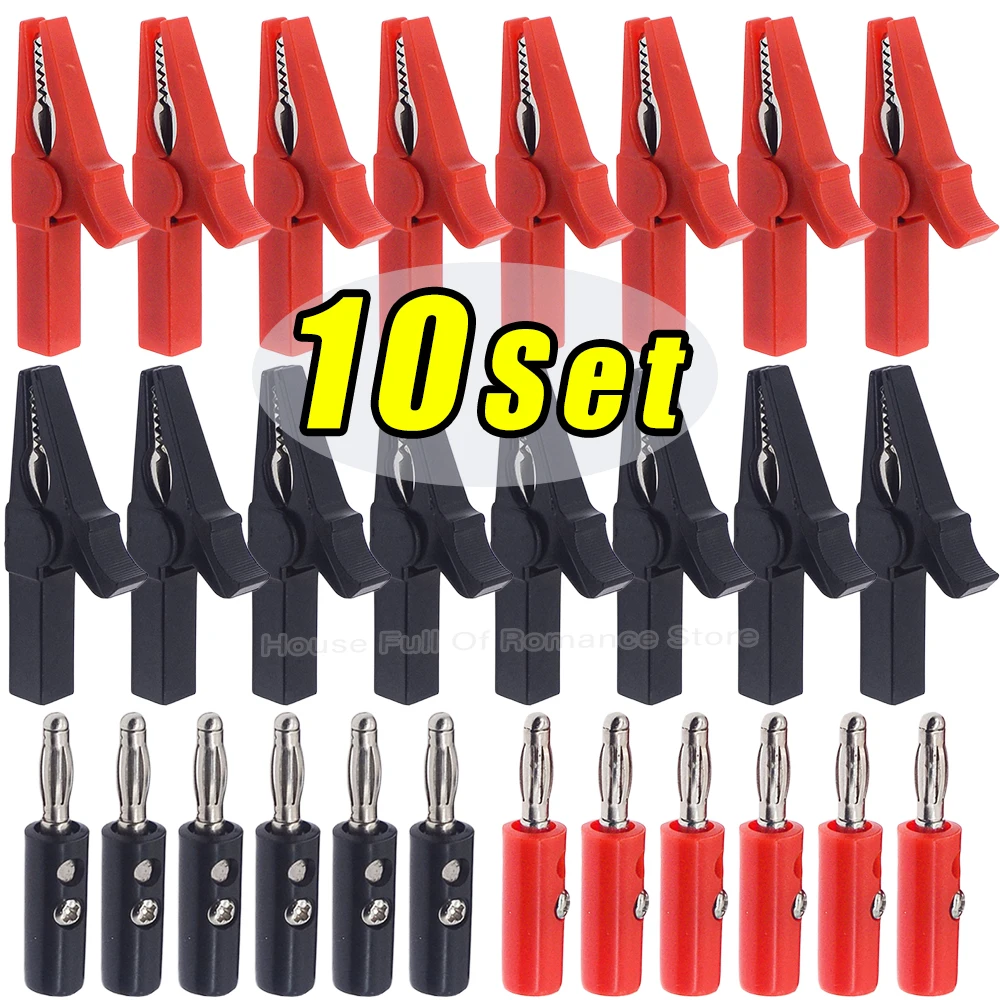 التمساح كليب مع الموز المقابس مجموعة لا لحام معزول بالكامل السلامة الكهربائية اختبار التمساح كليب موصل لمتعدد