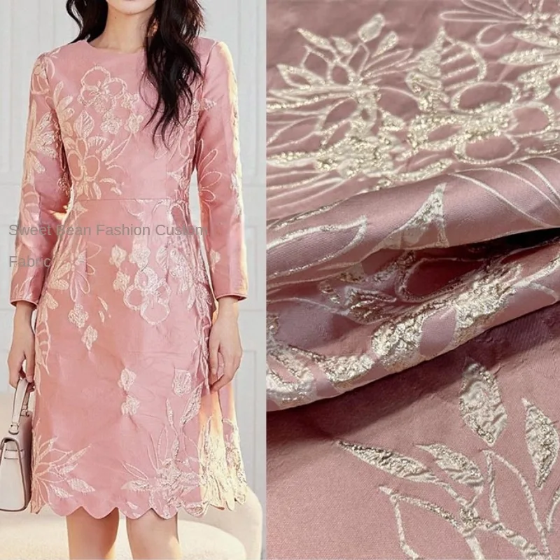 

Yarn Dyed Jacquard Fabric for Diy Sewing Fashion Design Dress Cheongsam Pink Red Brocade Cloth By The Meter Wholesale