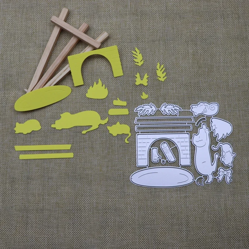 Stove Timber Cat Dog Mouse Set Metal Cutting Dies Diy Scrapbooking Photo Album Decorative Embossing Stencil Paper Card Crafts