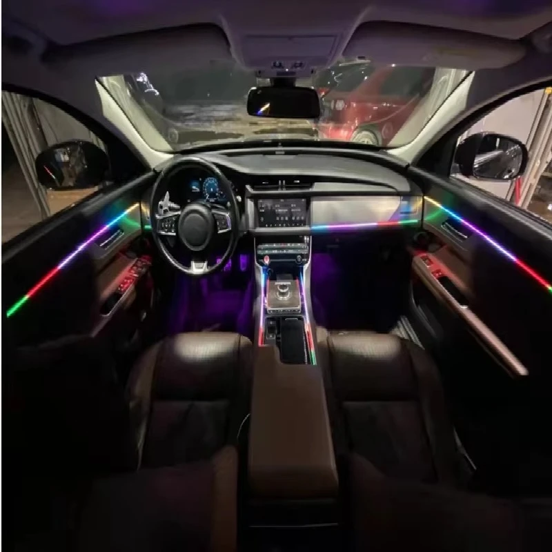 Newly Upgraded 18 Lights 128 Colors Streamer Magic Color Car Interior LED Acrylic Guide Fiber Optic Universal Atmosphere Light