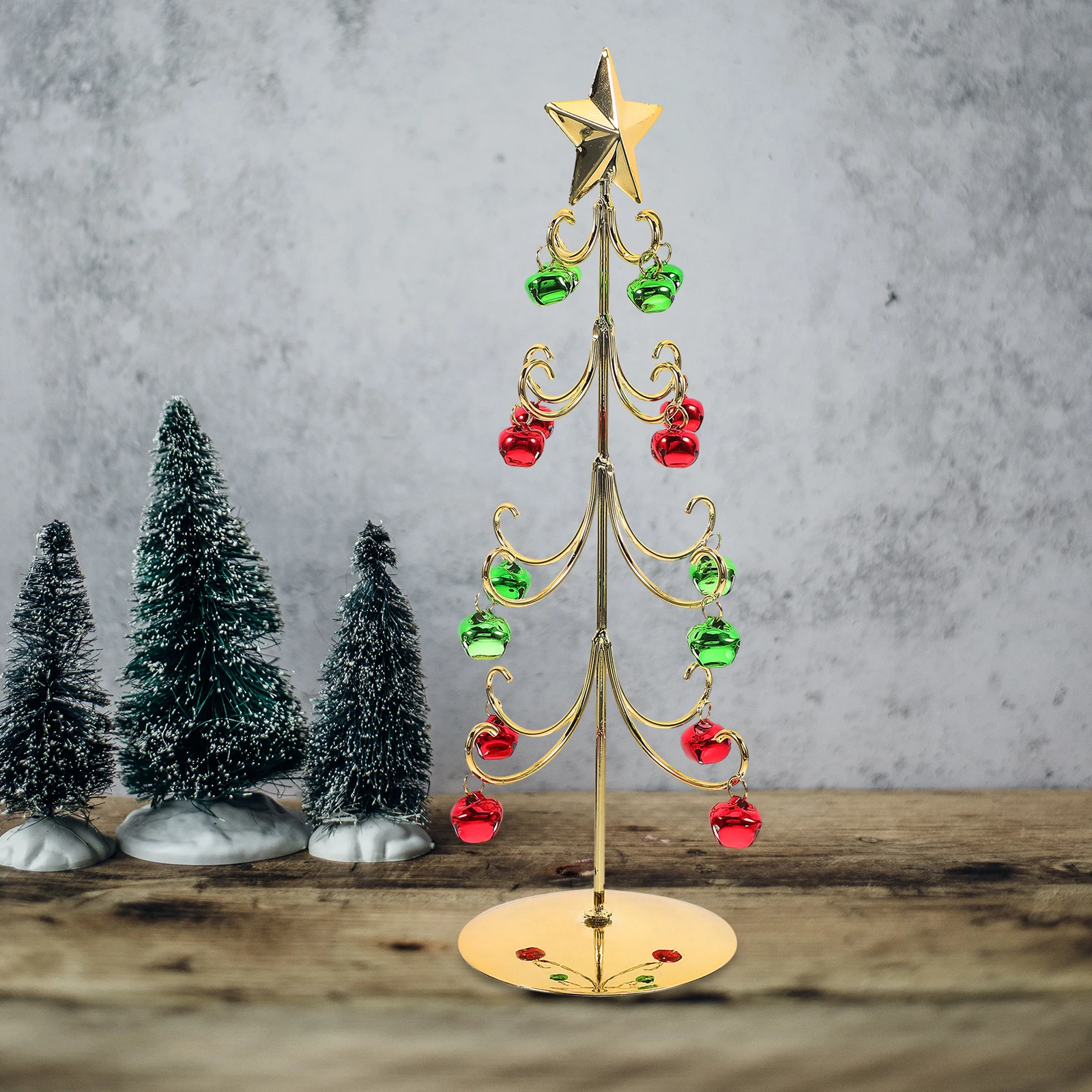 

Wrought Iron Desktop Christmas Tree Bells Xmas Holiday Decor Artificial Mini Trees Tabletop nament Fall Plants