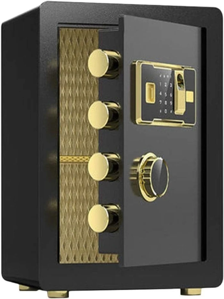 خزانة لوحة المفاتيح الرقمية الإلكترونية الآمنة الصغيرة المثبتة على الحائط، صندوق قفل نظام تحديد بصمات الأصابع (أسود) #2