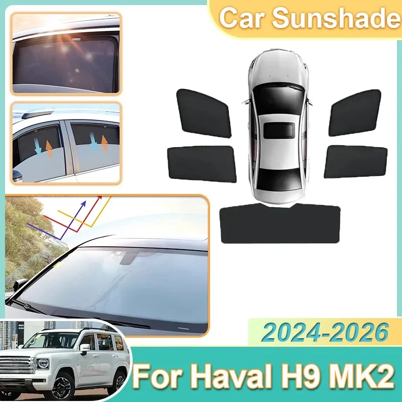 

For Haval H9 MK2 2rd 2th 2024-2026 Car Sunshade Accessories Magnetic Privacy Shading Protection Coverage Blocking Curtain Auto
