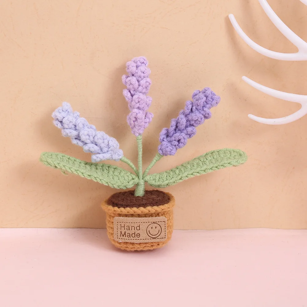 Niedlicher Gehäkelter Blumen-Kühlschrankmagnet, Mini-Tulpe im Topf, Autodekoration, Handgewebte Blume im Topf, Kühlschrankdekoration – Detail 4