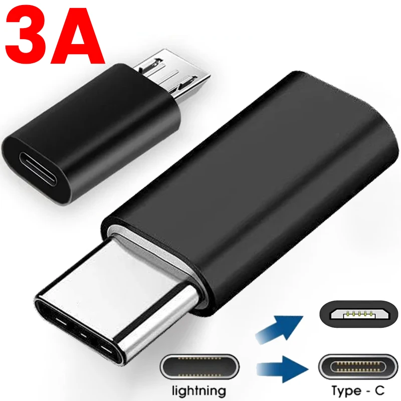 For 8Pin Lightning Female to Micro USB/Type C Male SYNC Charge Converter Adapter for iPhone Cable to Xiaomi Huawei Android Phone