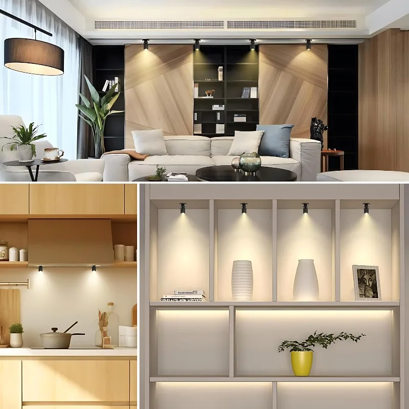 USB RGB LED Mini Spotlight with Remote Control Dimmable Rotatable Lamp for Display Showcase Model Figures Bedroom Decor Portable