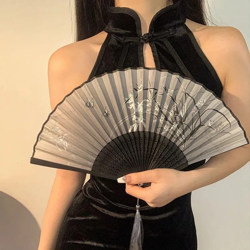 Abanico Plegable de Bambú Estilo Chino, Abanico de Verano para Mujer, Abanico de Danza Portátil, Elegante Abanico de Mano con Flores, Regalos Exquisitos