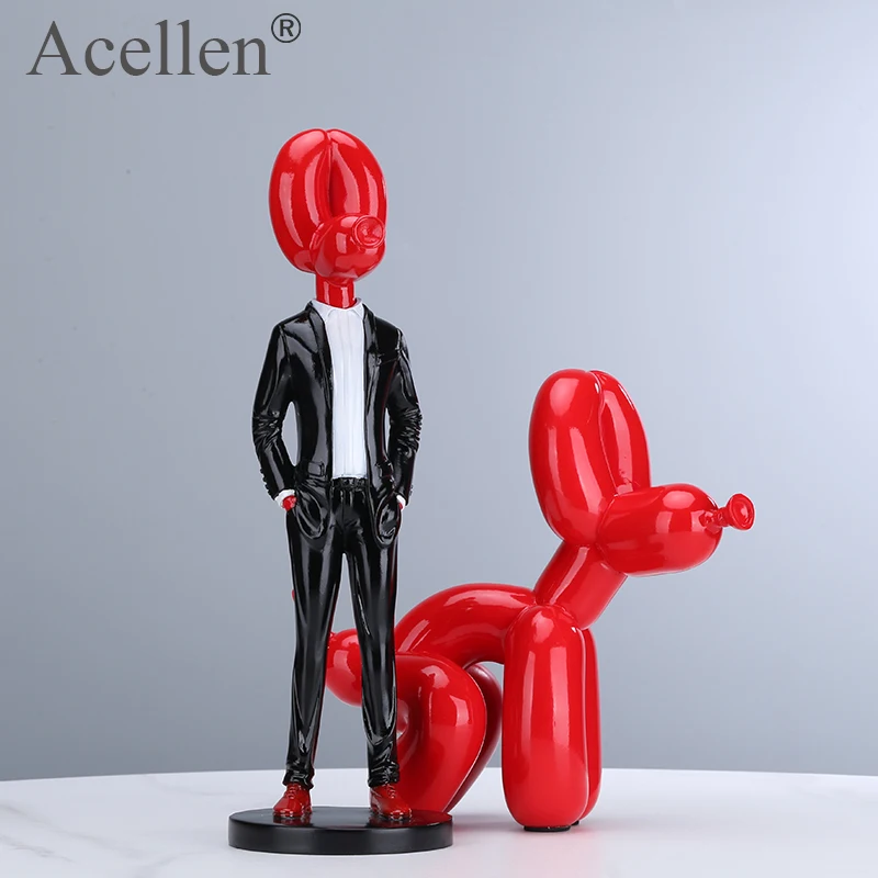 Gentleman Balloon Dog Statue, Resin Sculpture, Home Decor, Modern Nordic Home Decoration Accessories, Living Room Animal Figures