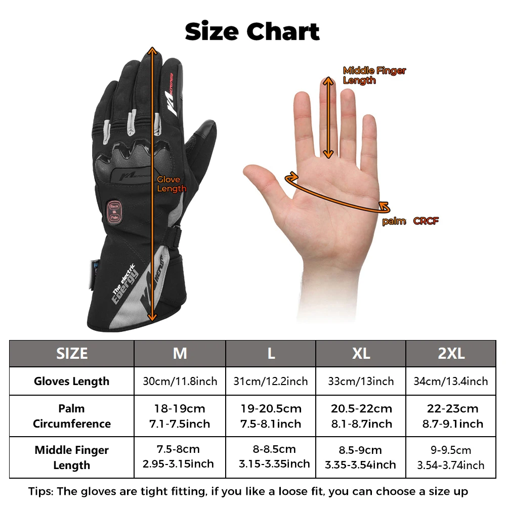 KEMIMOTO قفازات ساخنة دراجة نارية الشتاء موتو قفازات ساخنة دافئة مقاوم للماء قابلة للشحن التدفئة الحرارية قفازات للثلج #6