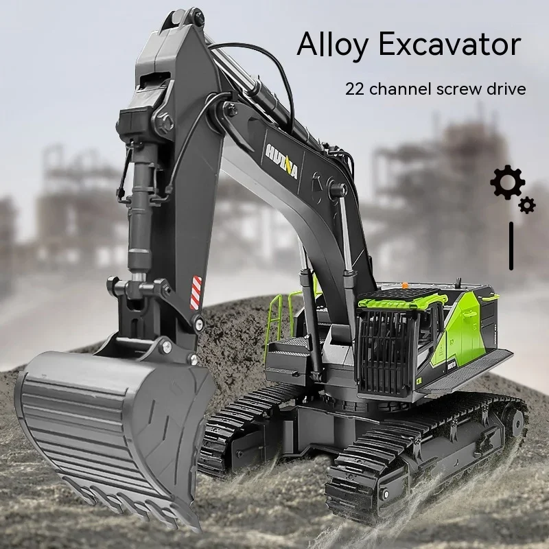 Huina 593 Screw Drive Infinite Rotation Alloy Excavator 1:14 Engineering Vehicle Commercial Amusement Modification Toy