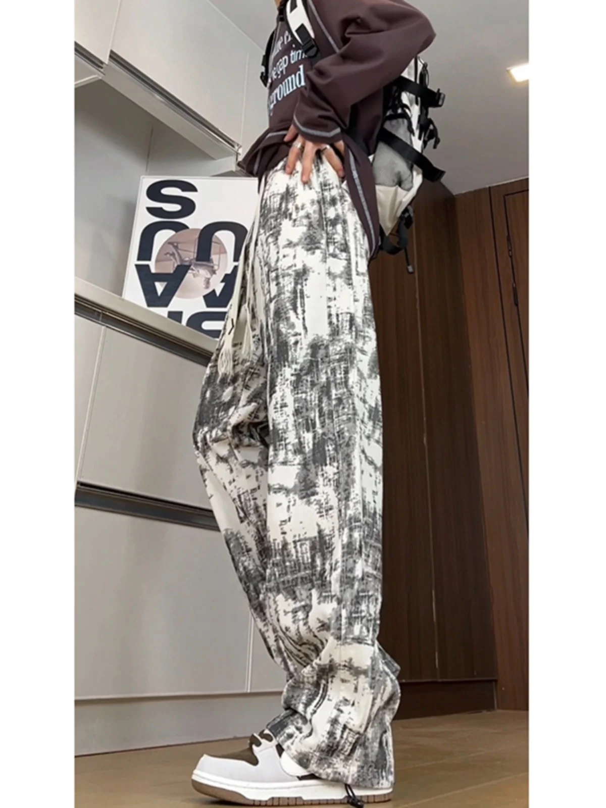 

Retro American Dyed Men's Casual Pants Dra Sle Workwear Straight Leg Trousers Faionable Street Sle Comfortable Fit