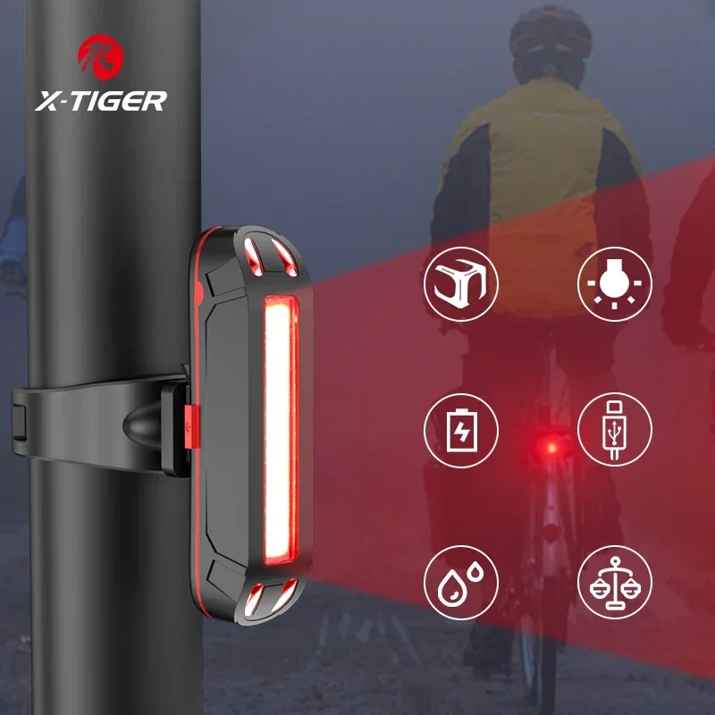 X-Tiger Bike Rear Light Super Bright Led Light USB Rechargeable Seatpost Light Safety Warning Helmet Backpack Bicycle Taillight
