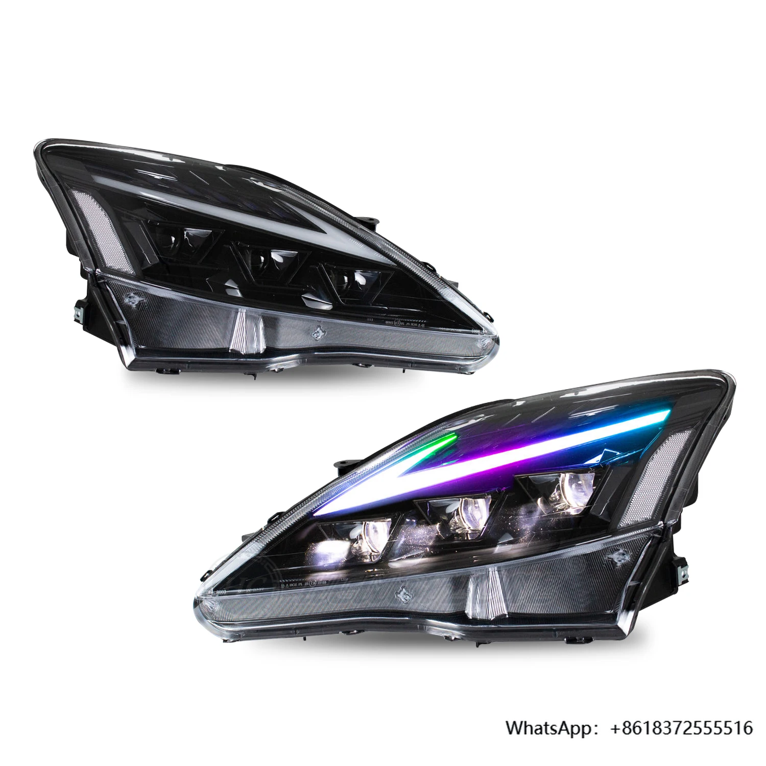 

daHCMOTIONZ RGB LED Car Head Lights DRL Start up Animation IS250 IS350 ISF 200d 2006-2013 Plug and Play Headlights for Lexus IS