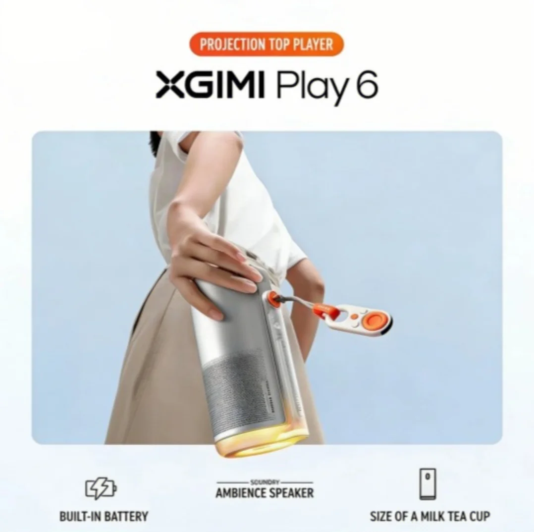 

Проектор XGIMI Play 6 DLP 1080P с аккумулятором 20000 мАч, 600 CVIA люмен, для домашнего кинотеатра, подходит для кемпинга и домашнего использования
