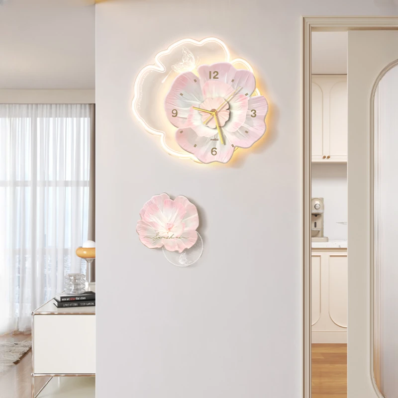 Flower Hanging Wall Clocks Modern Restaurant Simple Cute Wall Clocks No Ticking Reloj Pared Salon Grande Home Decoration