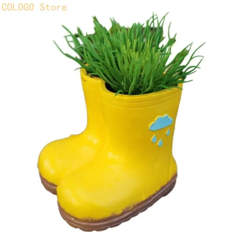 

Boot Figurines Desktop Ornament Planter Plant Pot Statue Crafts Decors Planter Landscape Statue Crafts D0LD