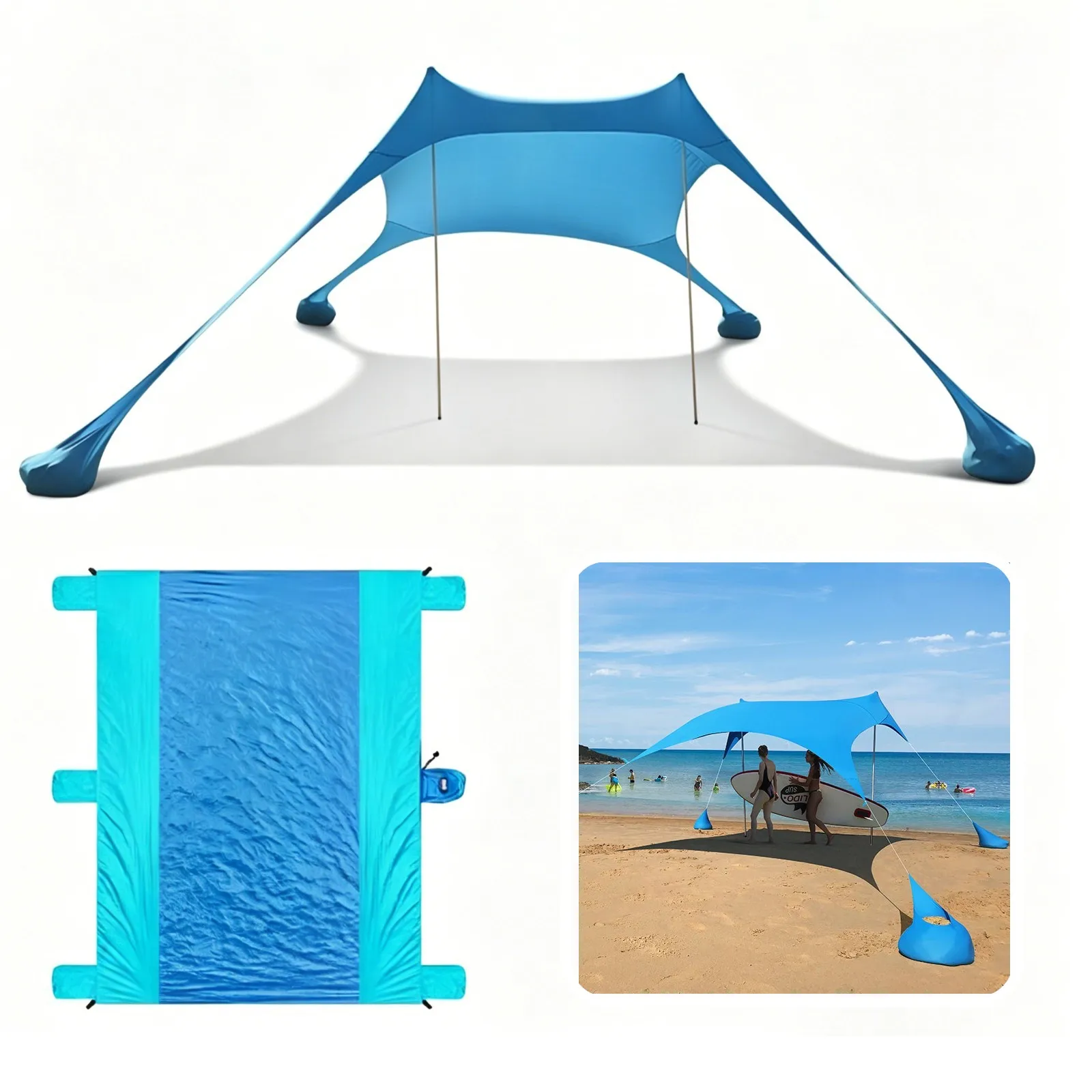 Auvent de plage tout-en-un, tente de camping en plein air, protection solaire UV, auvent de plage coupe-vent avec sac de rangement, accessoires de camping