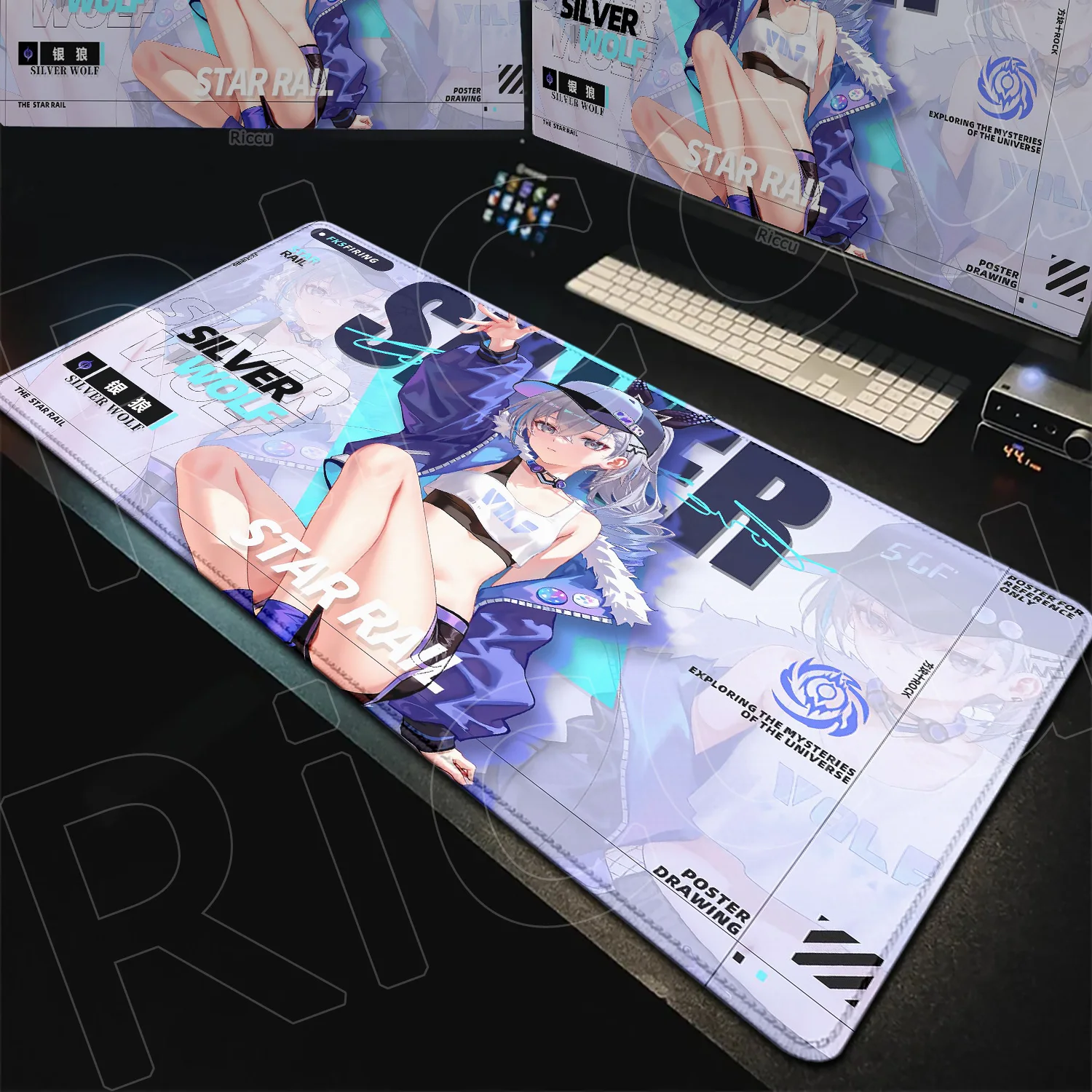 

Large Laptop Mat Keyboard PC HD Non-slip Locking Edge game Mousepad Silver Wolf Blade Game Honkai Star Rail Mouse Pad Ergonomic
