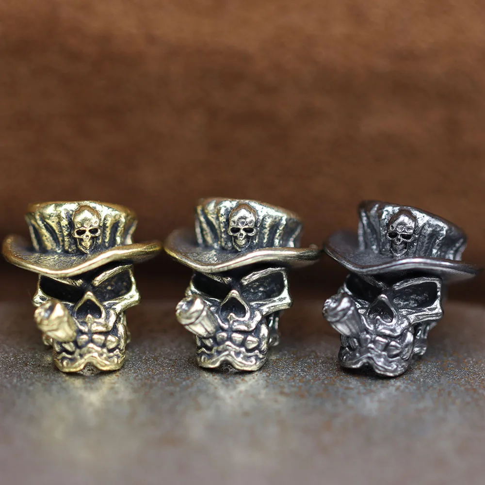 

Skull Head Cowboy Brass Knife Beads EDC DIY Paracord Woven Bracelets Lanyard Pendants Accessories Outdoor Tool Hangings Charms