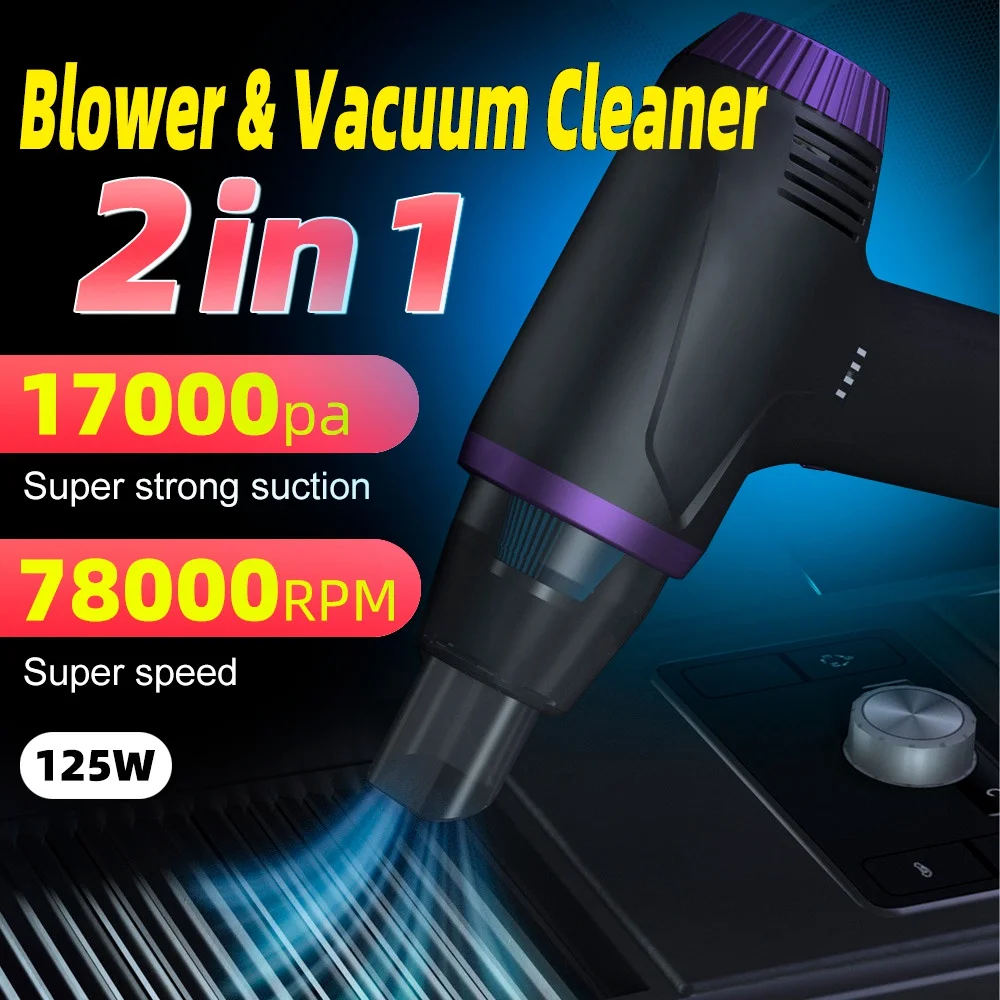 Plumero de aire inalámbrico 2 en 1 de 78000RPM, aspiradora de mano, soplador de polvo comprimido para PC, cámara, limpieza del hogar (15000MAh)