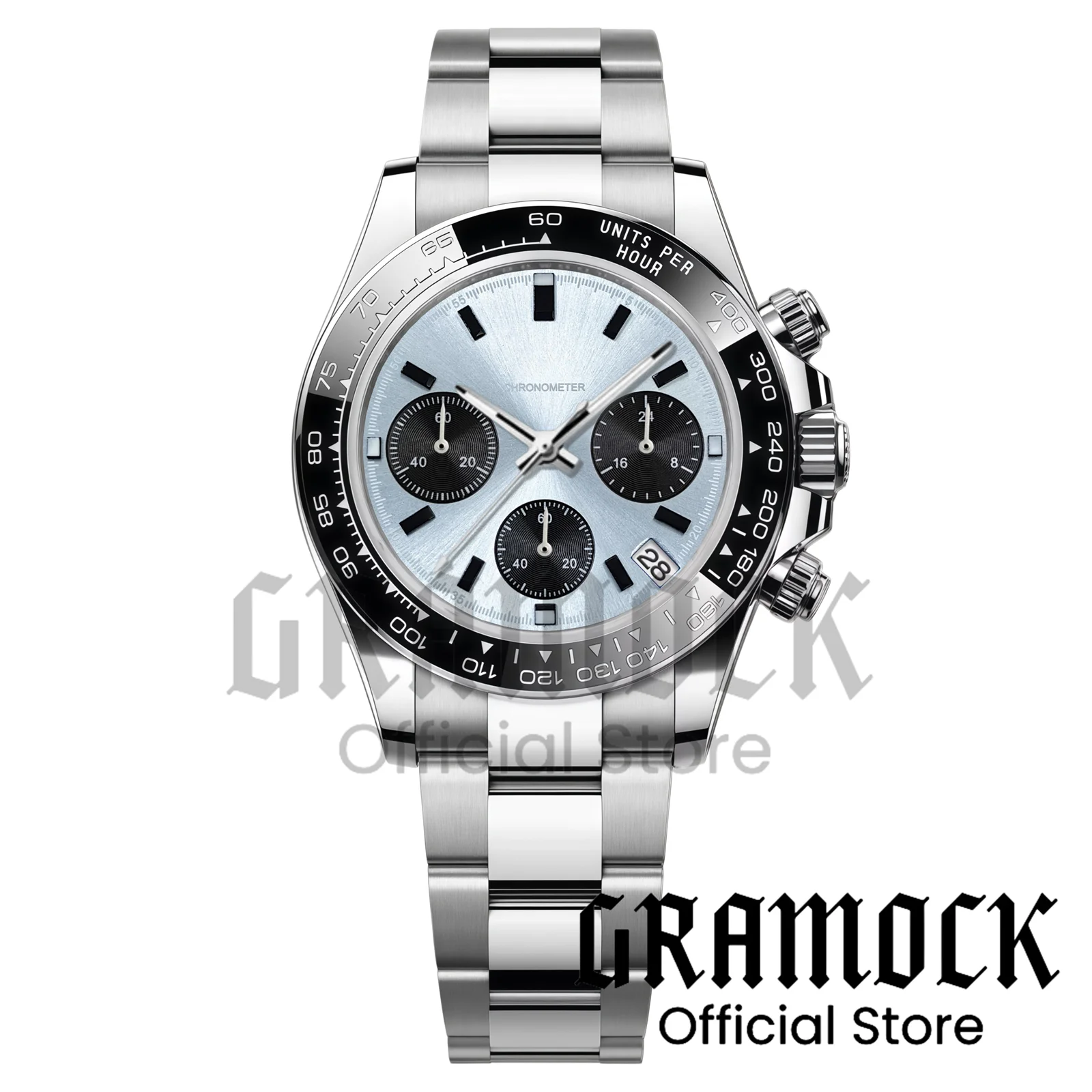 Gramock 39mm Fashion VK63A Quartz Movement Sports Men's Chronograph Watches Sapphire Glass Watch for Men Purple Dial Run Seconds - view 6
