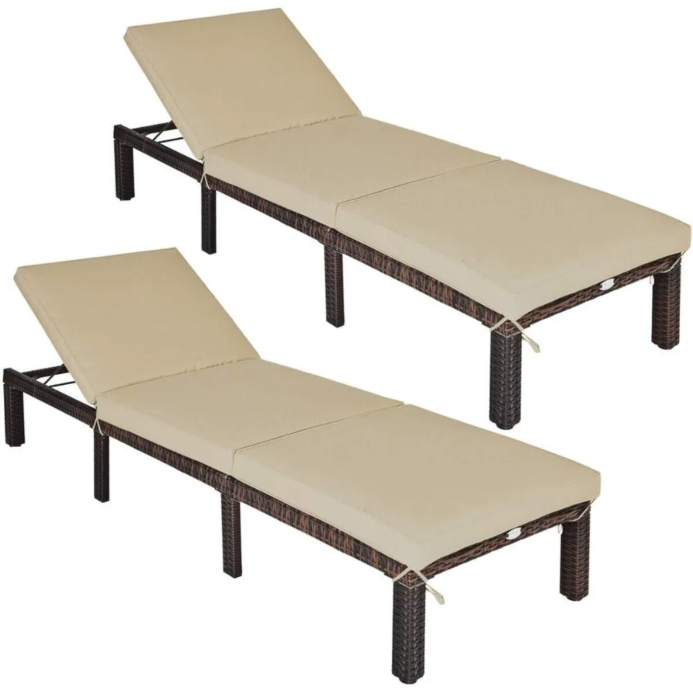 

Outdoor Patio Lounge Chair with Adjustable Backrest, Heavy-duty Sun Lounger Style Sunbed with Thick Zippered Seat Cushion