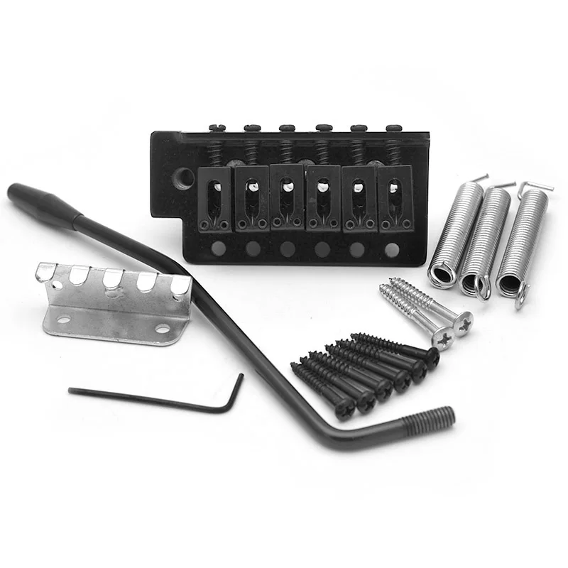 A Set Right handed 6 String Flat Saddle Single Tremolo Guitar Bridge System for Electric Guitar Black Chrome