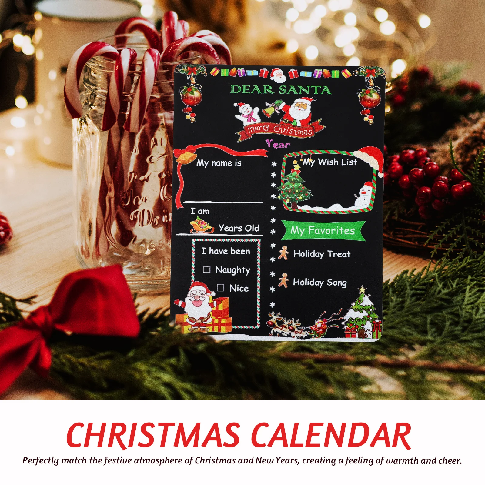 

Christmas Chalkboard Wooden Santa Claus Creative Desktop Countdown Decor Xmas Holiday Tabletop Gift Home Decoration