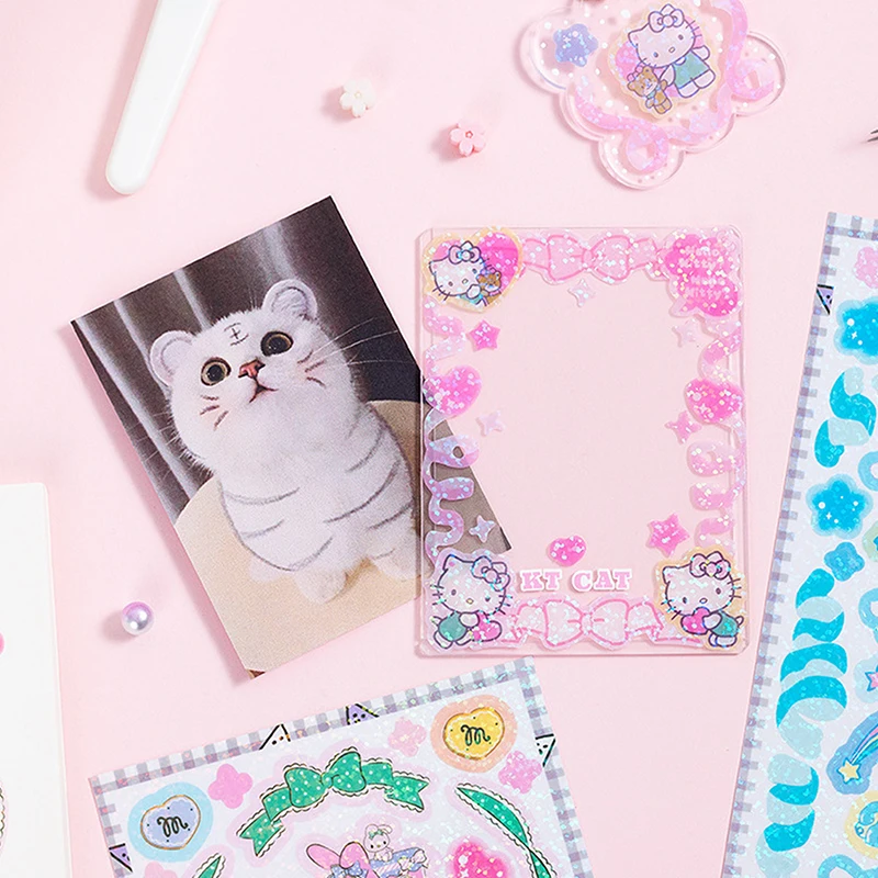 1/5 arkuszy Cartoon Sanrio Kuromi Melody Hello Kitty Cinnamoroll konto ręczne naklejki dekoracyjne artykuły papiernicze DIY materiał dekoracyjny prezenty