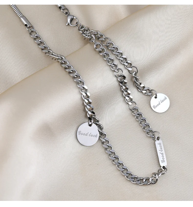티타늄 스틸 레터 펜던트 스웨터 체인, 더 많은 쇄골 체인 목걸이 착용, 패셔너블하고 개성있음