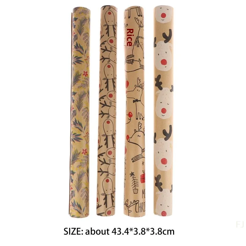 Adorable Kawaii Reindeer Christmas Gift Wrap Kraft Paper; Festive Handmade Goods Decoration