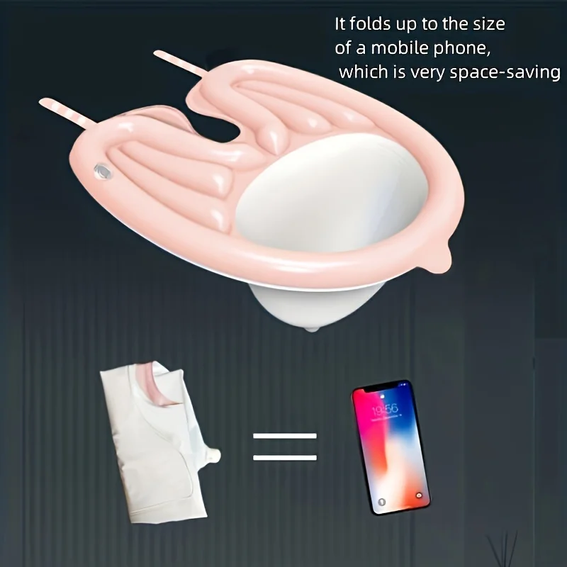 Portable Inflatable Shampoo Basin with Hose Bedside Bath Tub for Elderly, Pregnant Disabled, Easy Setup, Durable for Home Hotel