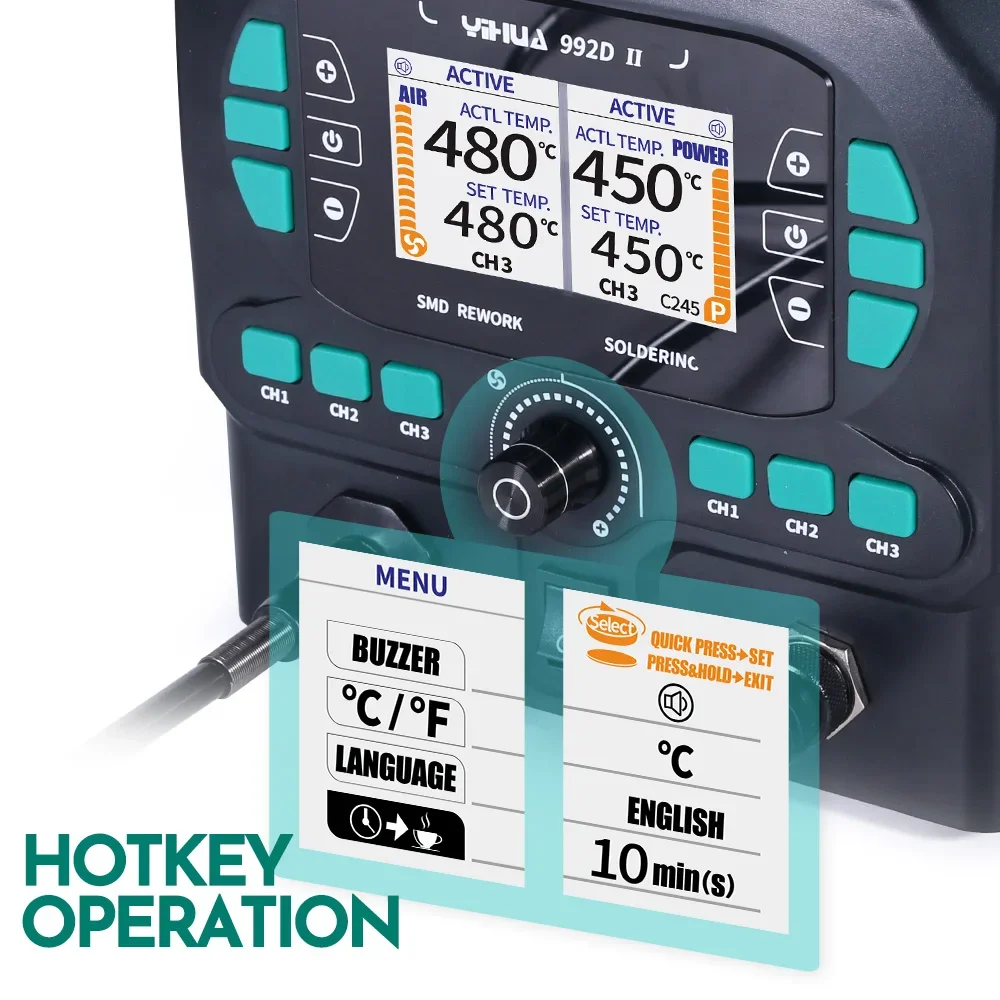 YIHUA 992D-II ホットエアガンはんだ付けステーション顕微鏡はんだ付け C210 C245 はんだごてステーションエレクトロニクス修理 PCB