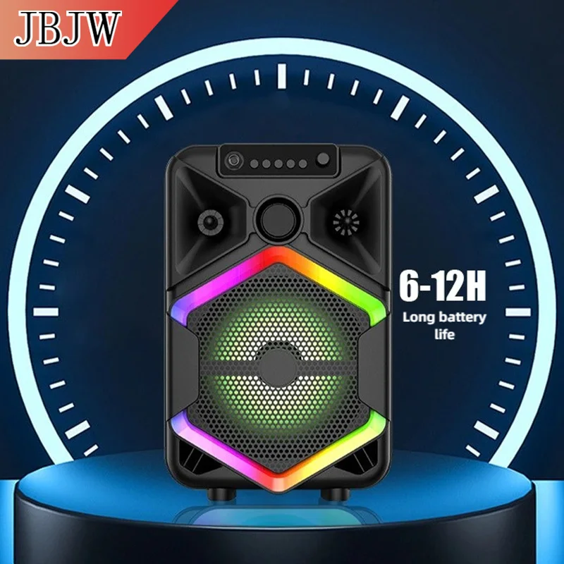 

JBJW Outdoor Karaoke Speaker with Wireless Microphone Bluetooth 5.2 TF/USB TWS RGB Lights Stereo Heavy Bass Party Subwoofer