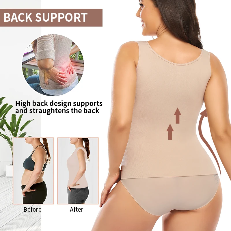 Mulheres shaper magro empurrar para cima mais tamanho sutiã cami tanque superior corpo shaper removível roupa interior emagrecimento colete