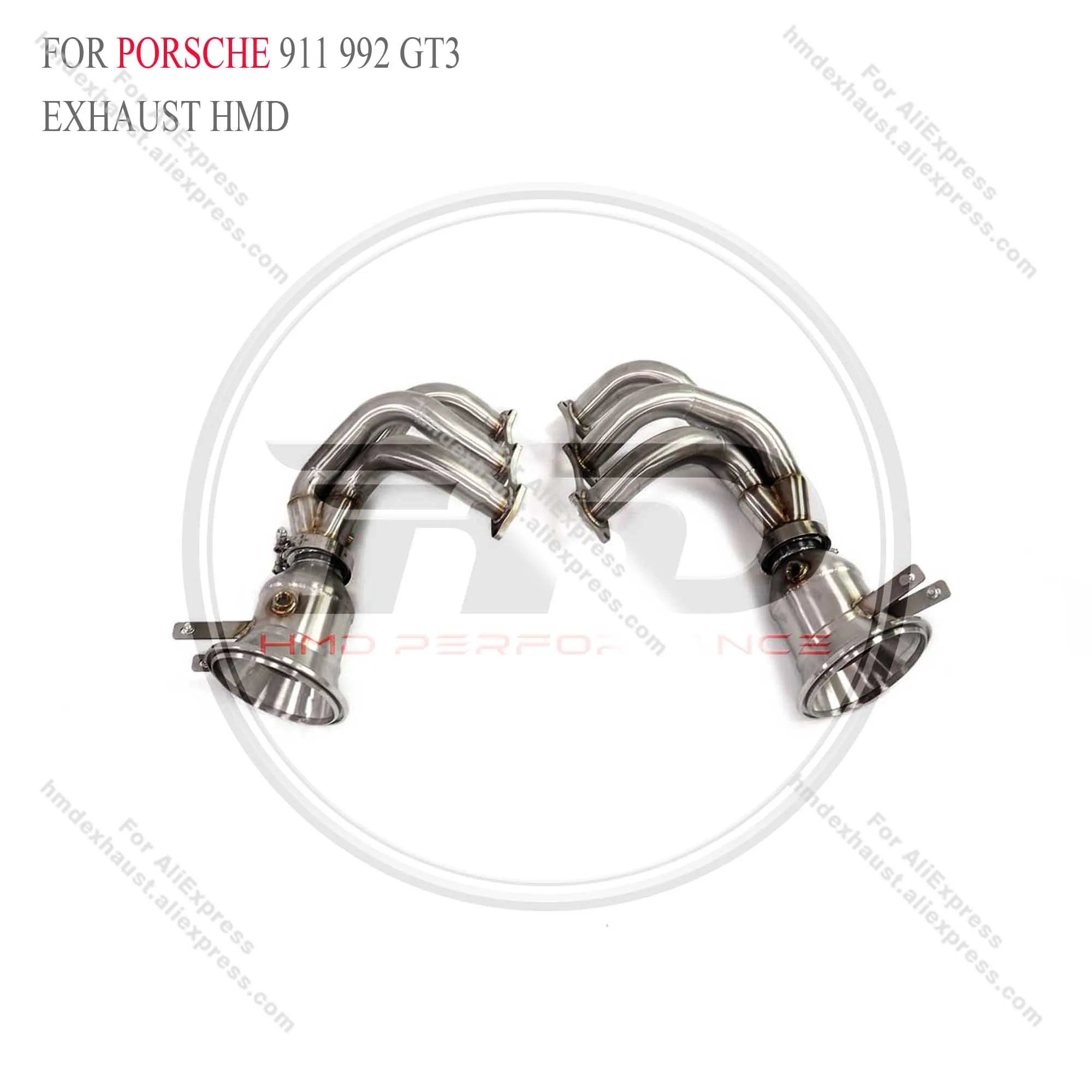 HMD Exhaust System High Flow Performance Headers for Porsche 911 992 GT3 without heat shield catless