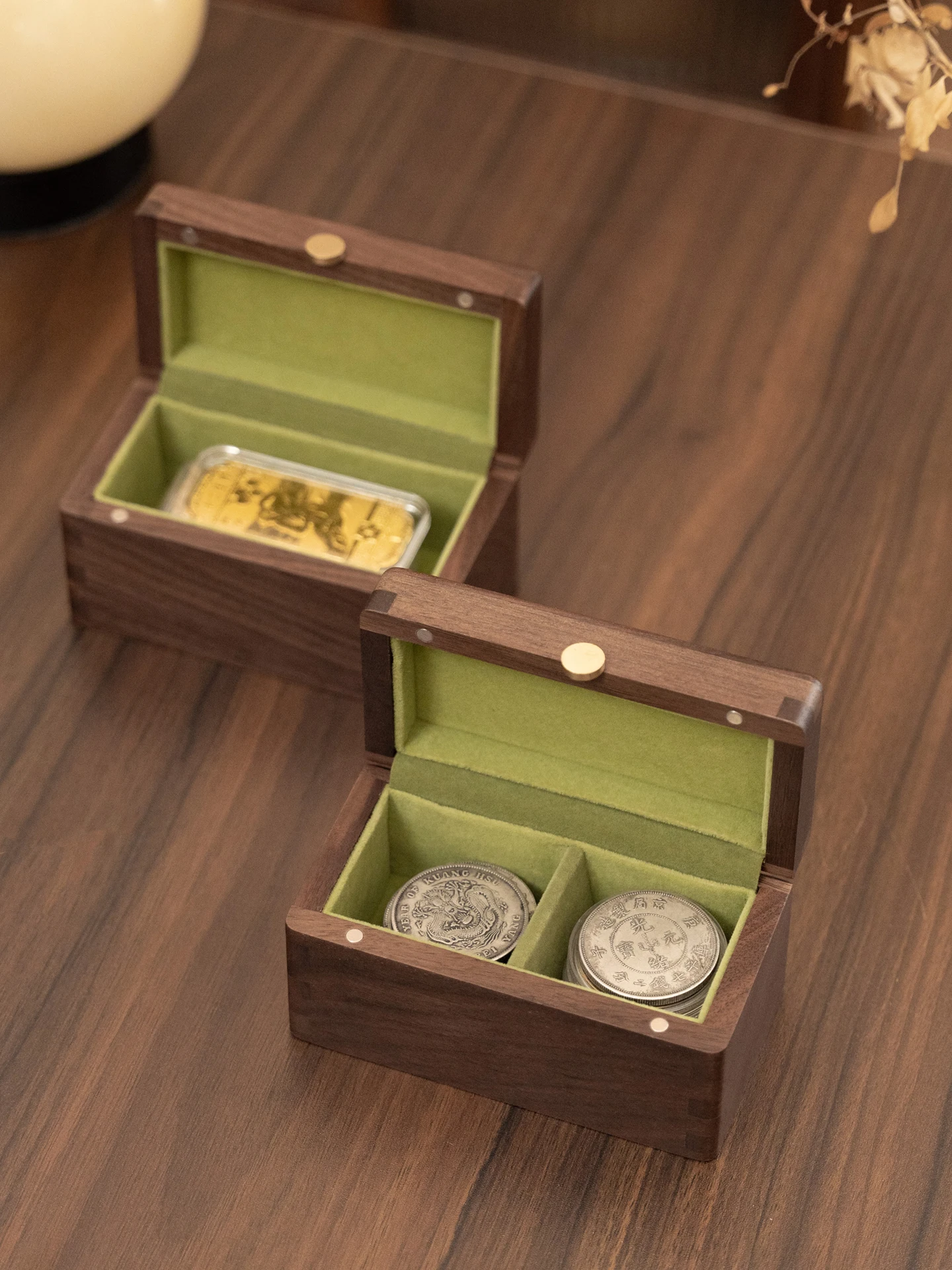 高級金保管箱-プレミアム無垢材長方形バー金保管箱-ヴィンテージスタイル手作り木製ジュエリーボックス