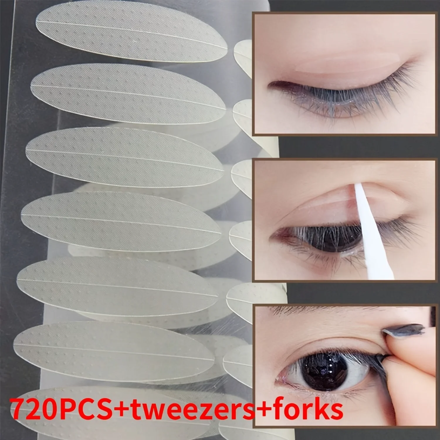 720pc Double Eyelid Tape + Multi-Shaped Tools - Perfect for Single & Double Eyelids