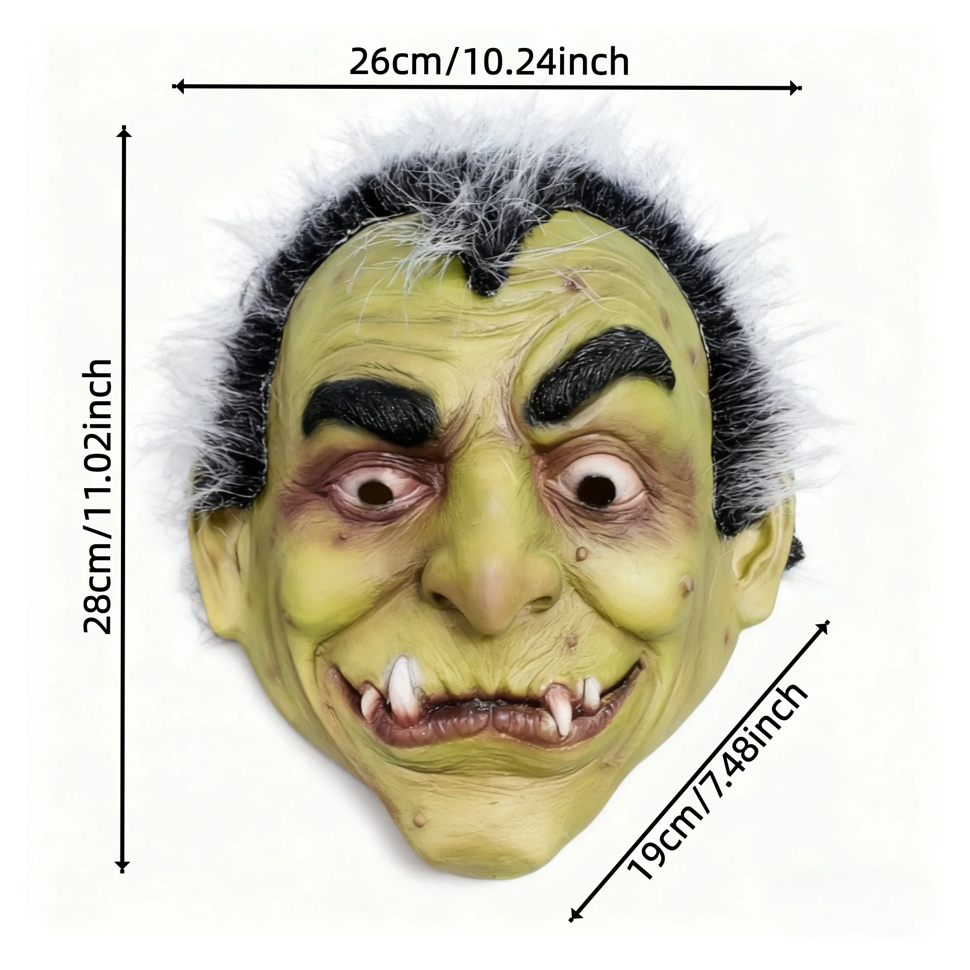 قناع رعب مونستر من اللاتكس مع شعر لحفلات الهالوين |   قناع وجه أخضر مخيف للبالغين |   الدعامة زي مخيف