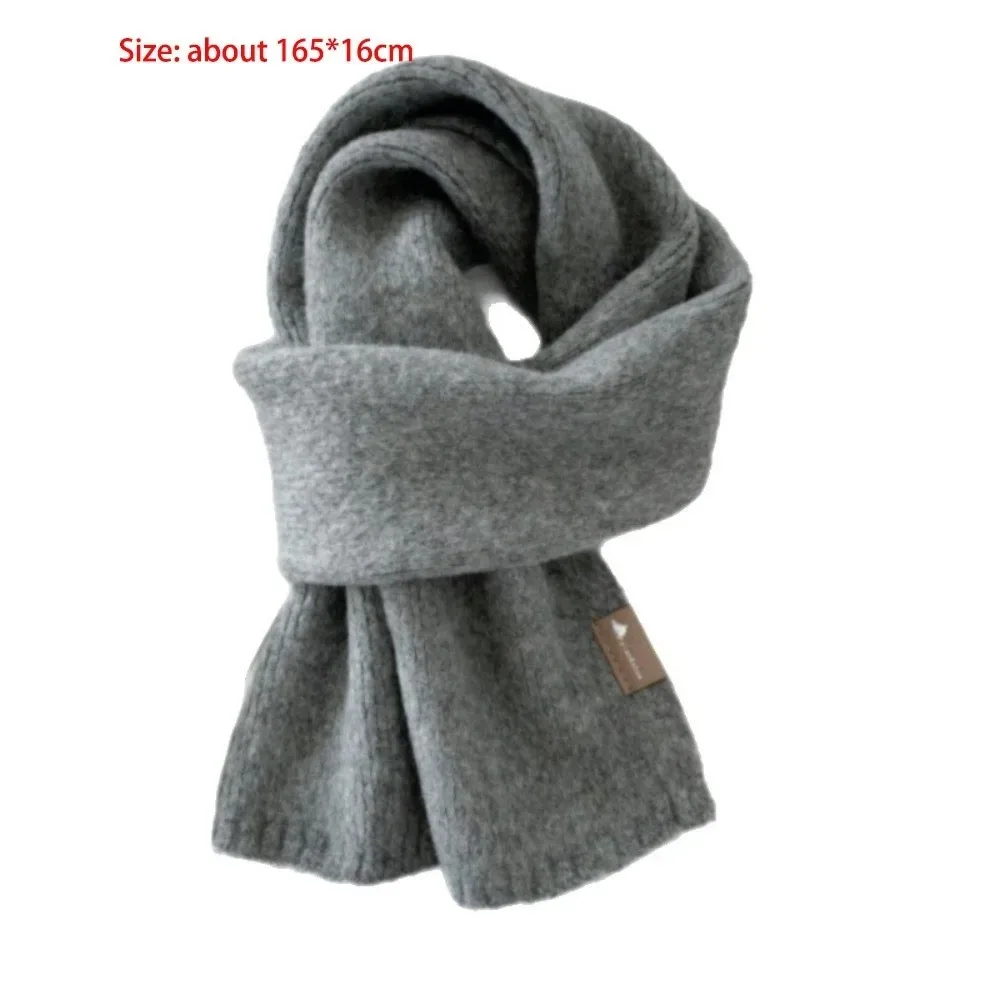 وشاح محبوك دافئ للطلاب للجنسين لون نقي للزوجين على الطراز الكوري لحماية الرقبة وشاح أنيق للجو #6