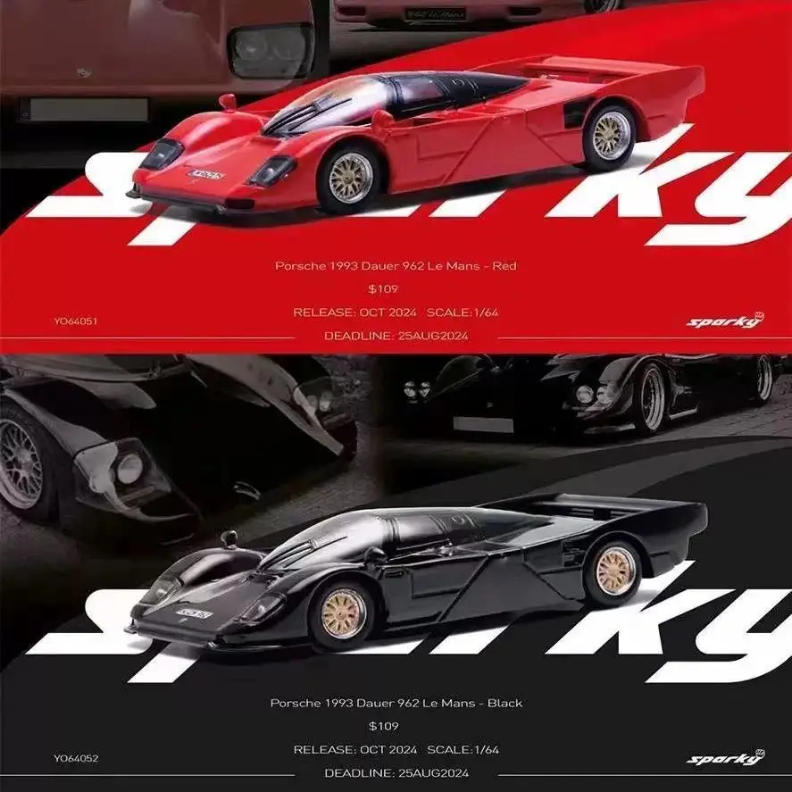 

Sparky Porsche 962 1:64 Scale Le Mans 1993 Red and Black Alloy Car Model Collection Display Piece