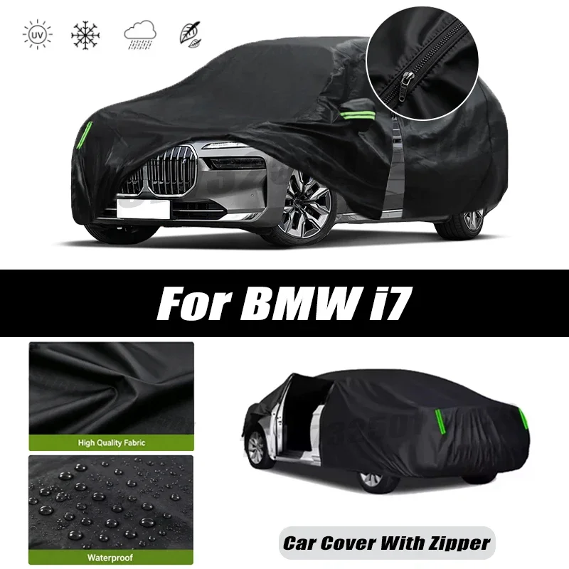 For BMW i7 Car Covers Outdoor Waterproof Sun Rain Snow Protection UV Car Zipper Design Car Cover Accessories
