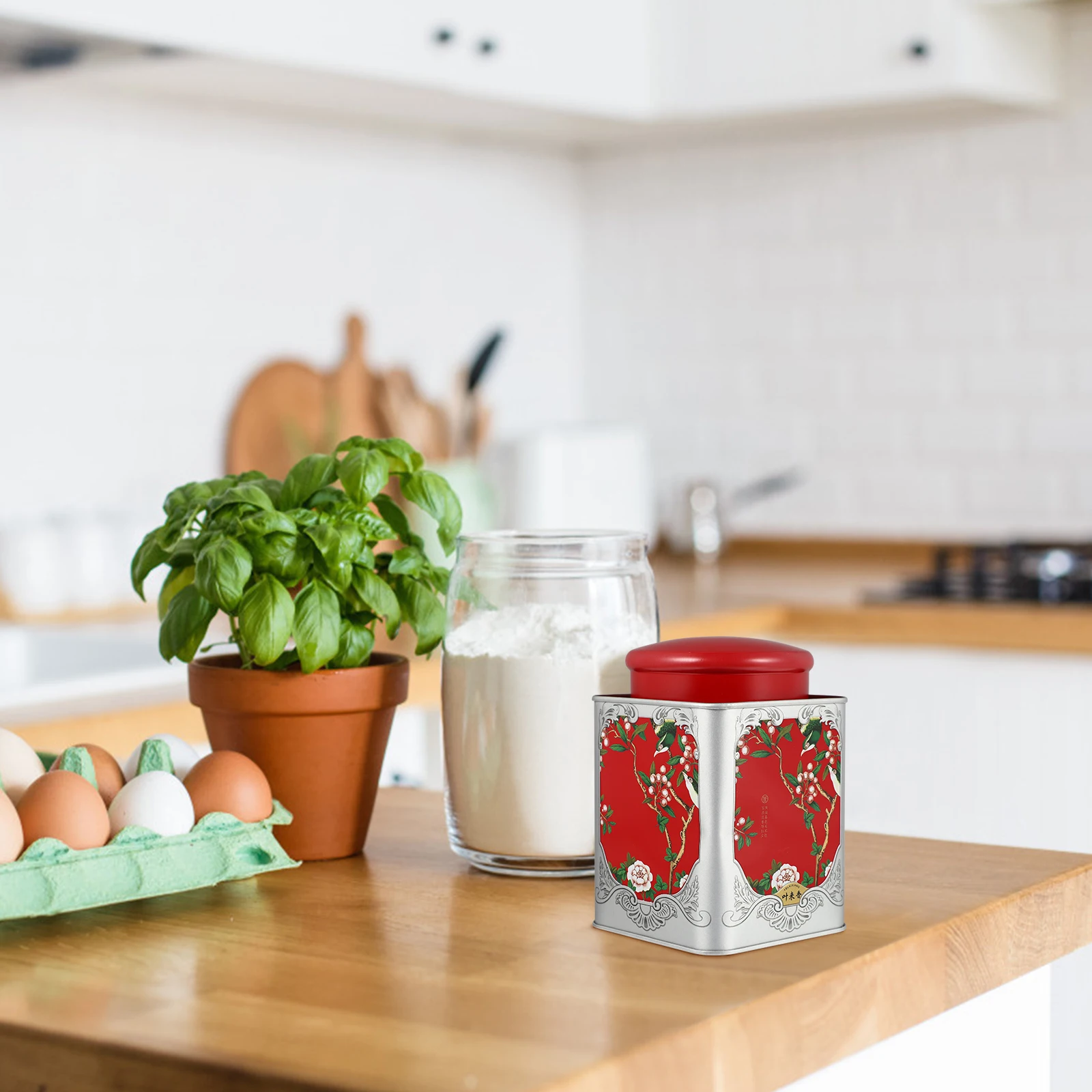 

Airtight Tea Canister Tinplate Cans Square Sealed Cans Candies Boxes Snacks Boxes Storage Containers Jars Sealed Canisters